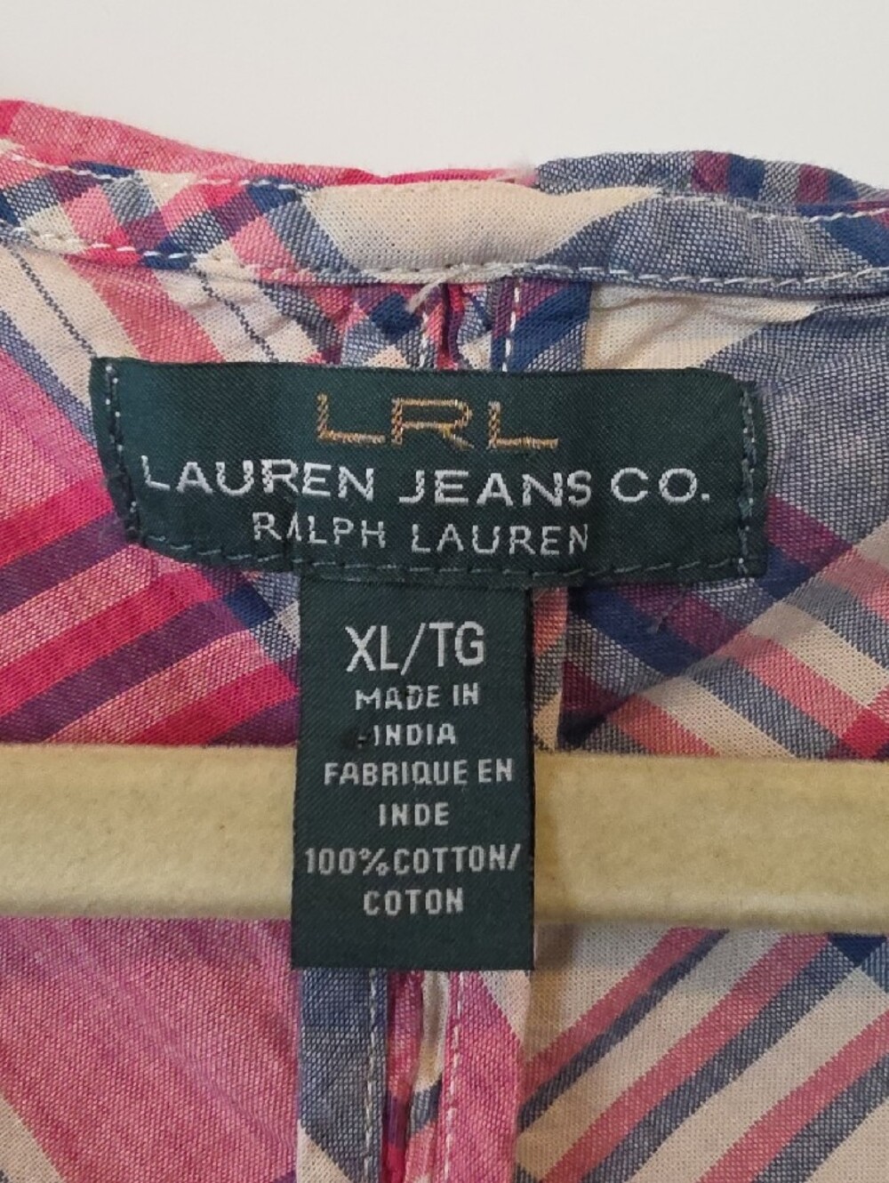 Ralph Lauren Pink Plaid Ruffle Front Sleeveless Fitted Blouse - XL - Picture 2 of 8